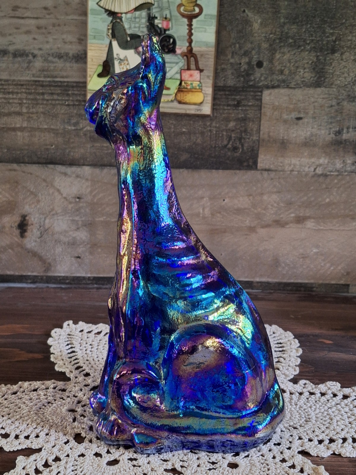 Fenton Alley Cat 11 inch Iridescent Carnival Cobalt Blue 2026 Mosser