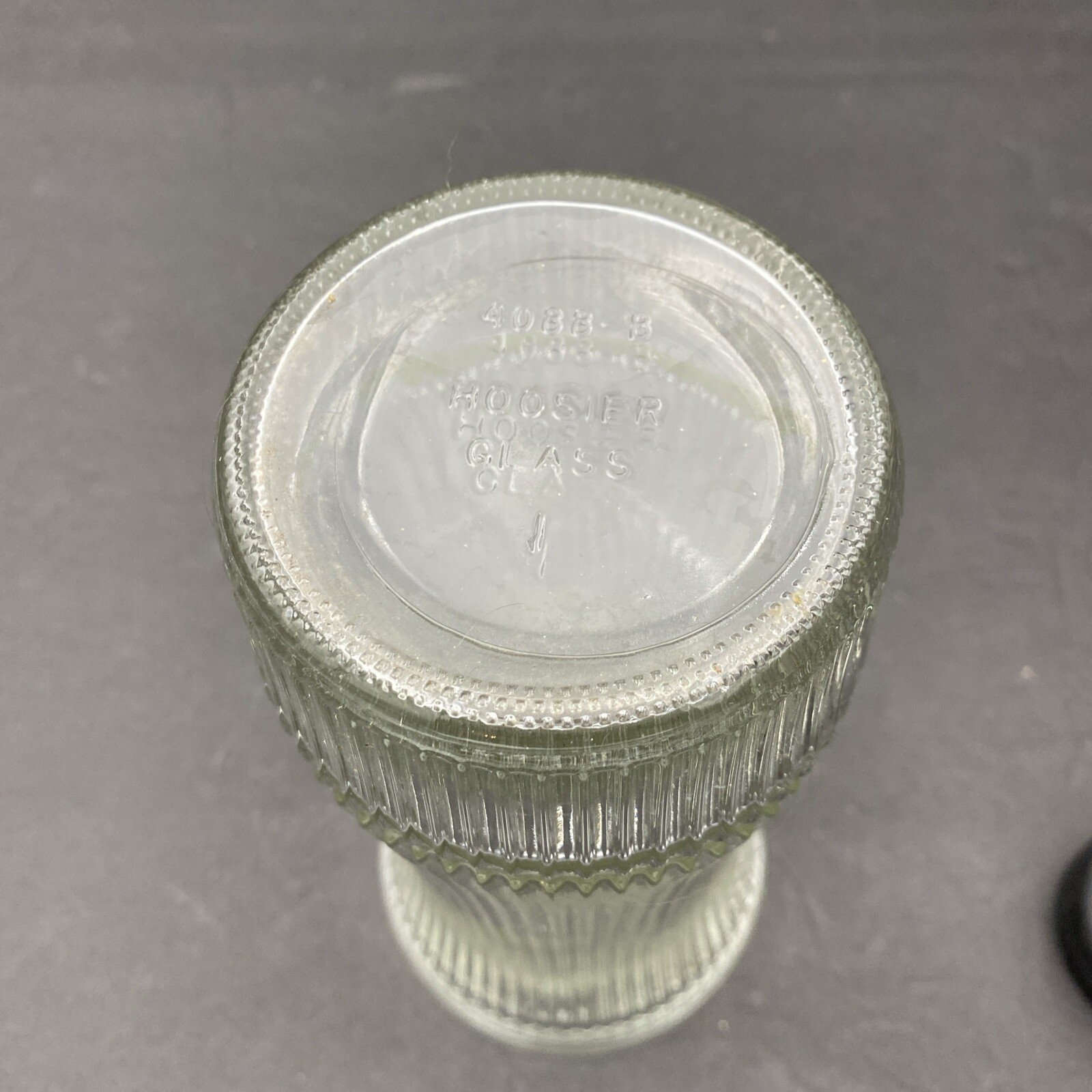 Vintage Hoosier Glass 4088-8 Ribbed Pressed Glass Vase Clear Flared Top MCM