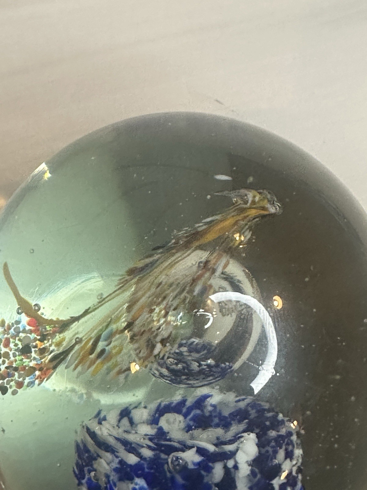 Glass Paperweight, Hand Blown Modern Art Paperweight 3.5in H 3.25in W 1
