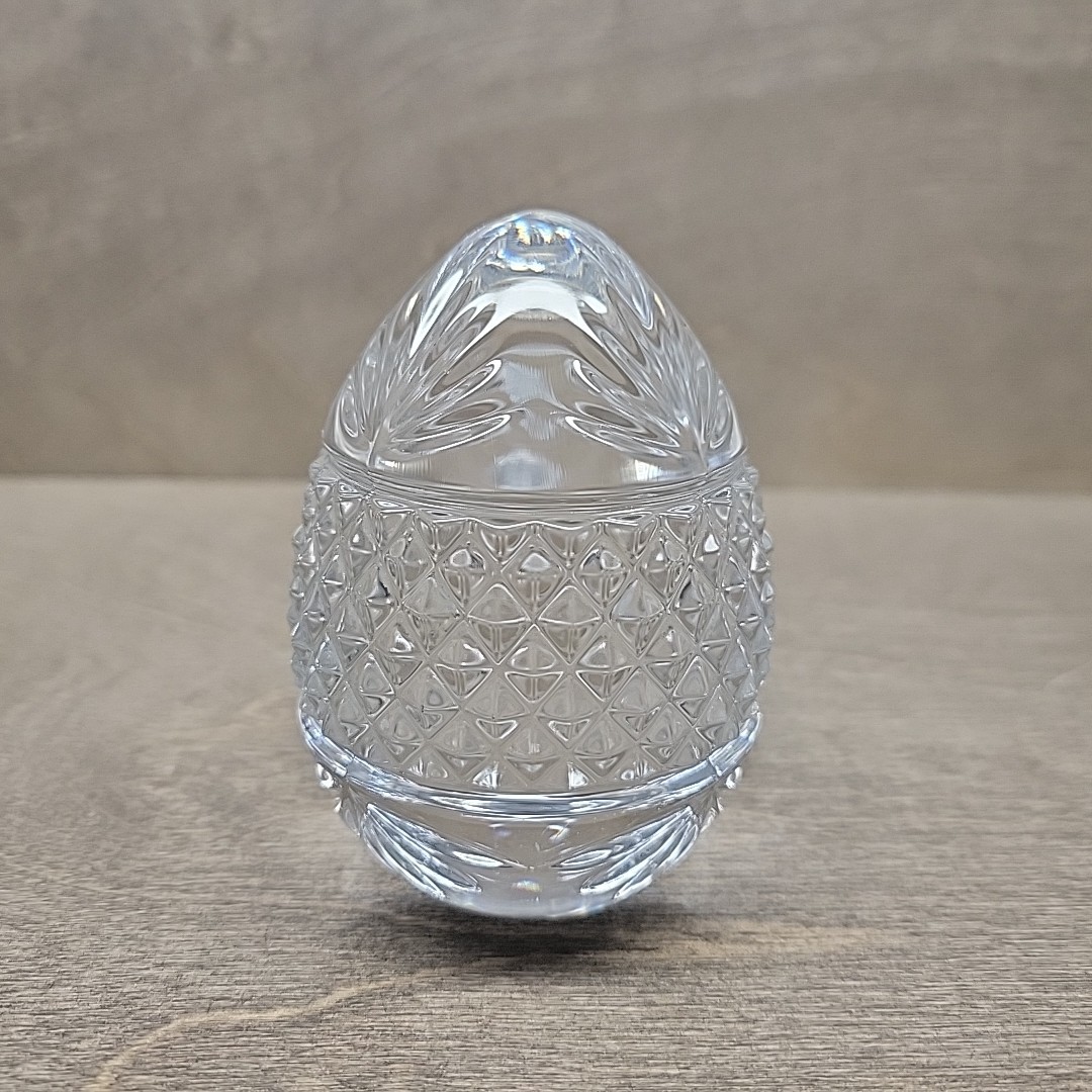 Heavy Lead Crystal Egg Paperweight 3.25 Inches Tall Marked France Decorative
