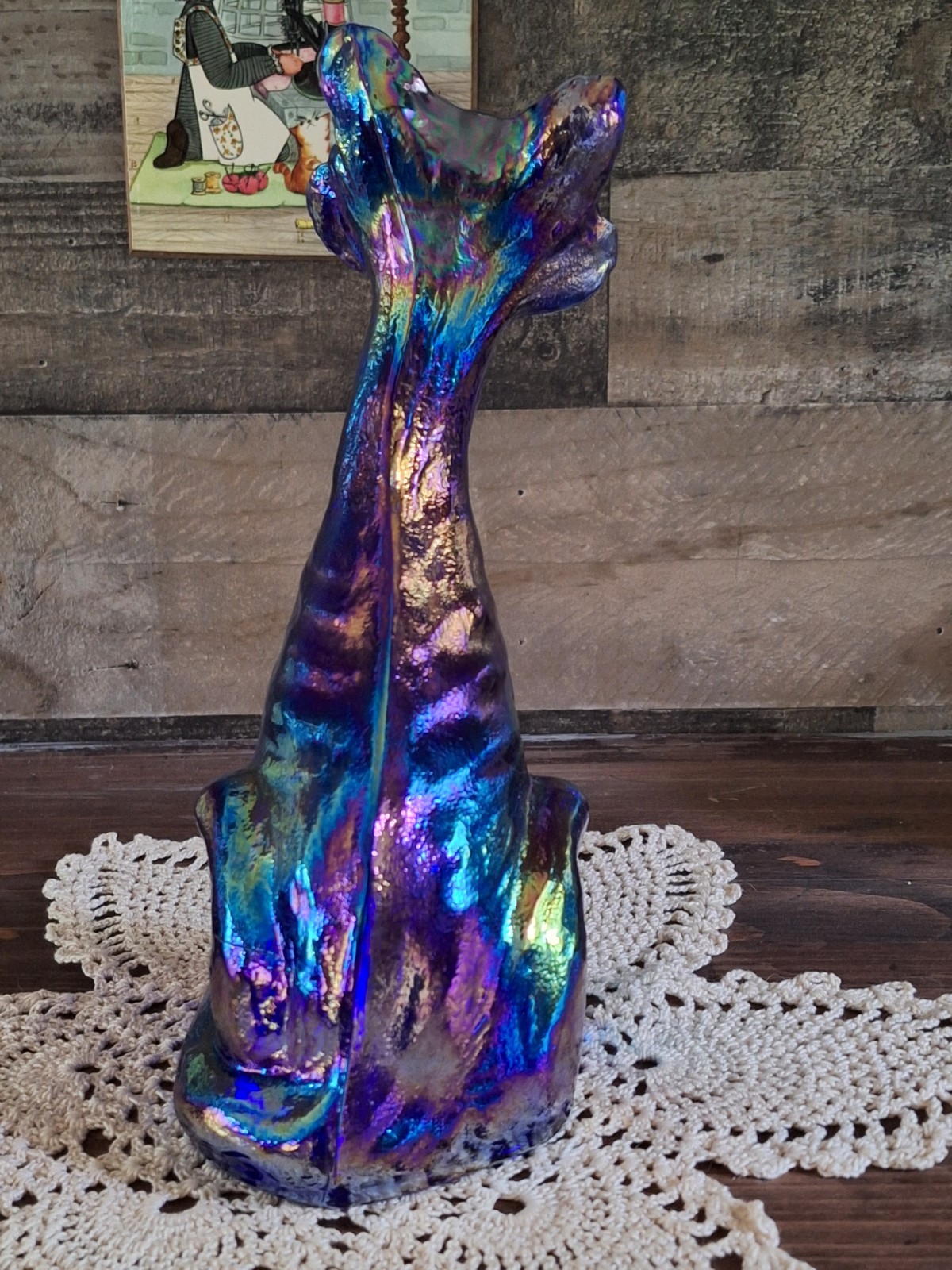 Fenton Alley Cat 11 inch Iridescent Carnival Cobalt Blue 2026 Mosser
