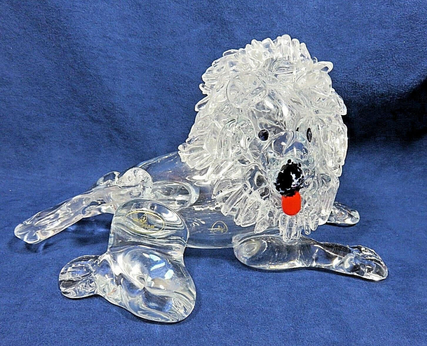 Large LION Dog Poodle ~ Czech Bohemian Crystal Glass Figurine