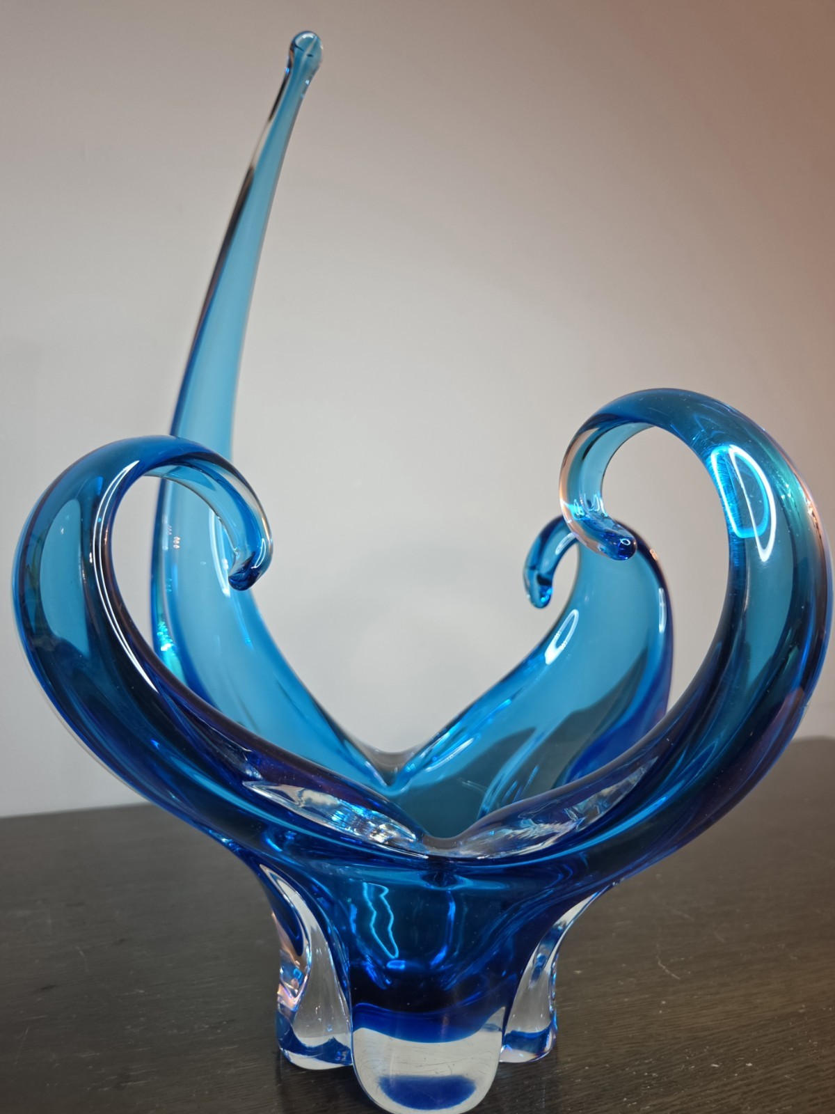 MCM Chalet Lorraine EDAG Spike & Curl Vase BLUE Centerpiece -14.5″T