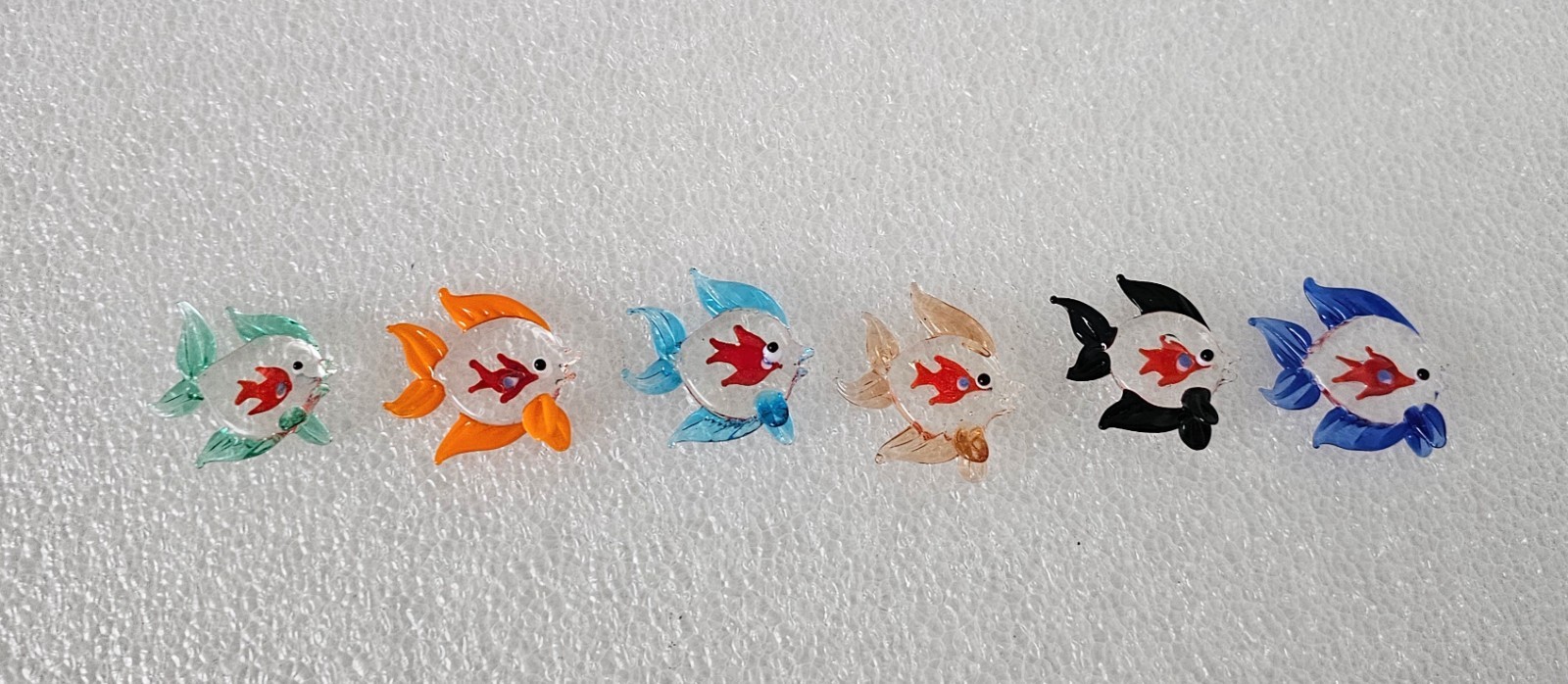 Glass Fish Murano Style Small Figures Lot of 6 “Fish in the Fish” Hand Blown 2″