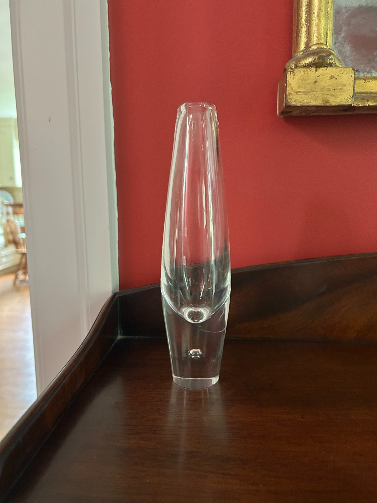 Steuben Glass 7989 Teardrop Bud Vase 7.75″ David Hills Hand Blown Crystal Signed