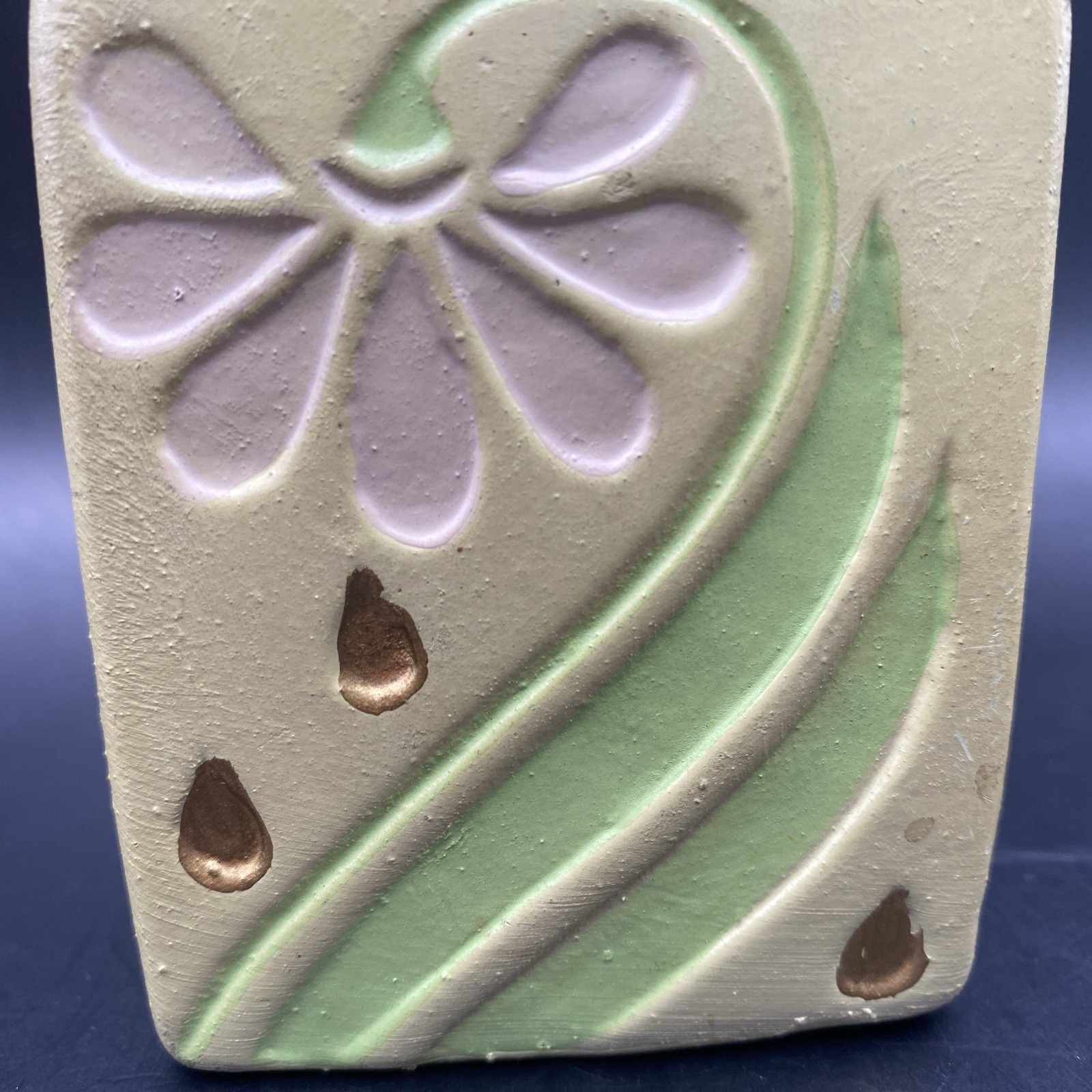 Art pottery, Clay vase, Handpainted, 13cm tall, MCM, Daisy, Cute, Decor,