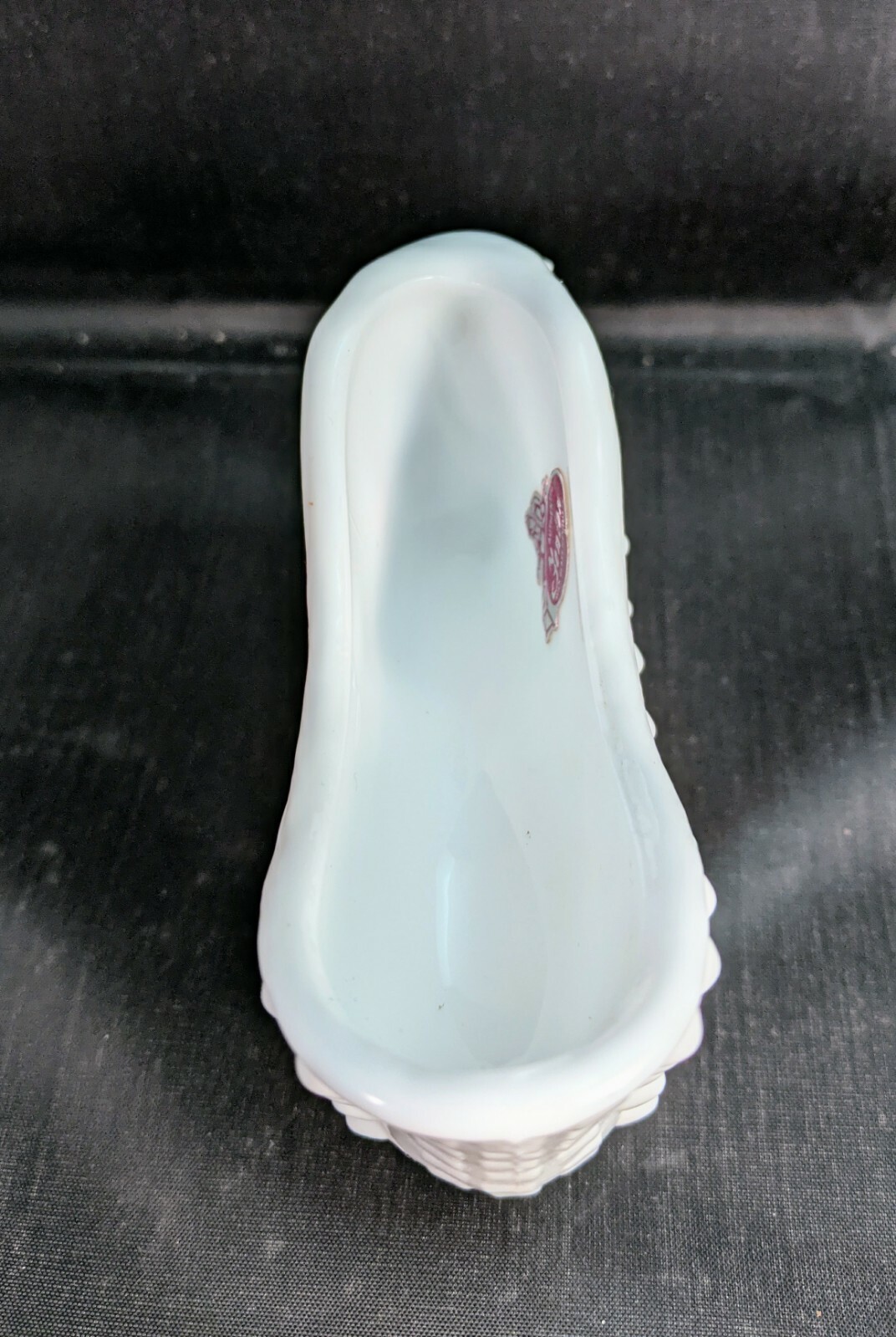 Fenton White Milk Glass Cat Head Shoe Figurine Hobnail Pattern Vintage