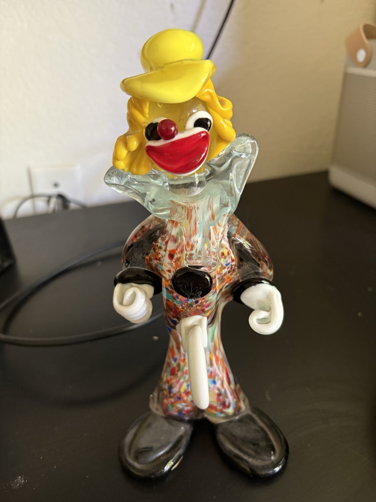 Murano Venetian Hand Blown Art Glass Clown Figurines Set of 4 Multicolor