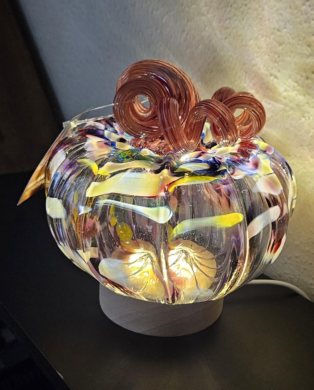 Luke Adams Glassblowing Studio Glass Pumpkin #2952 Sweetheart Squat