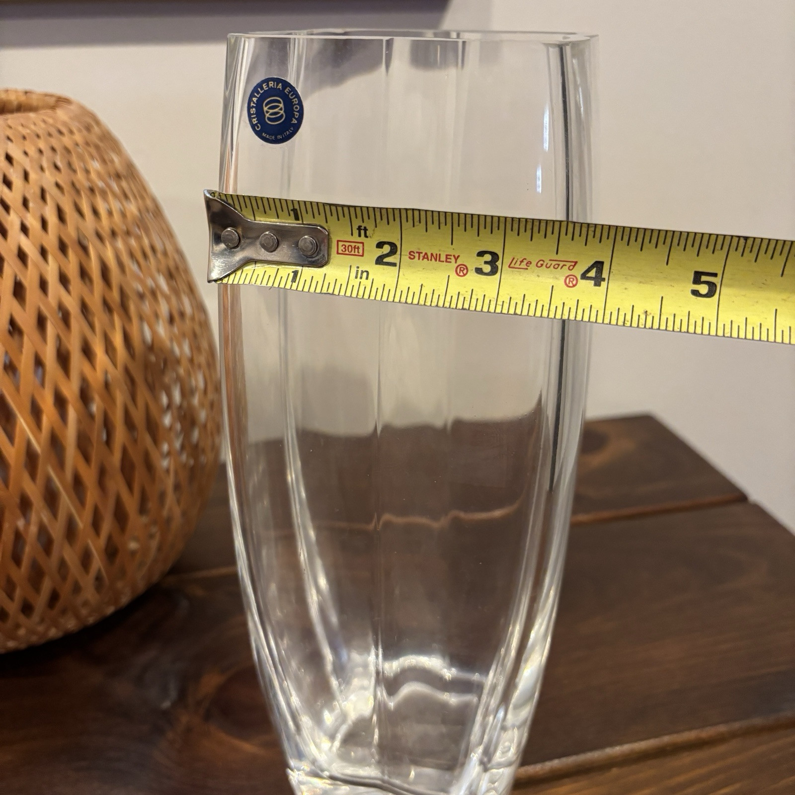 CRISTALLERIA EUROPA Vase Made in Italy 11.5″ Classic Crystal Modern