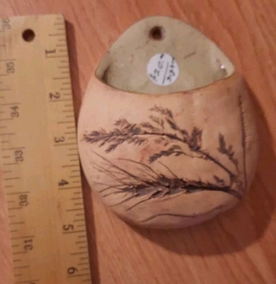 Artist Signed Pottery Wall Vase Wheat Design 1887 Olde Towne Hillsboro