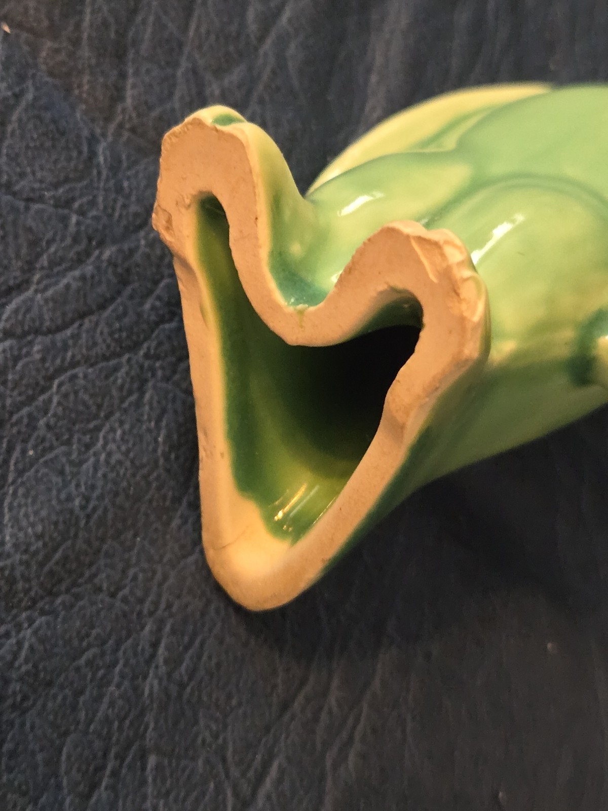 vintage pottery penguin figurine spruce green glaze