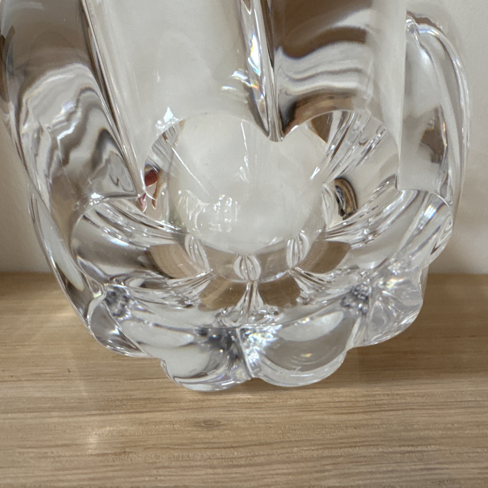 Orrefors Sweden Crystal Mayflower 6” Vase Bowl Clear Glass Signed 1980’s Mint