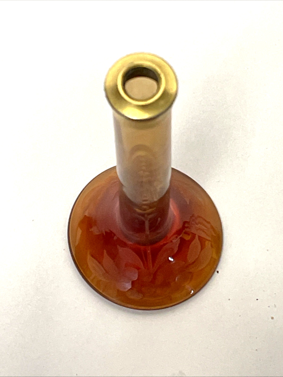 Antique DeVilbiss Steuben Amber Topaz Wheel Cut Perfume Atomizer Bottle 7″ 1920s