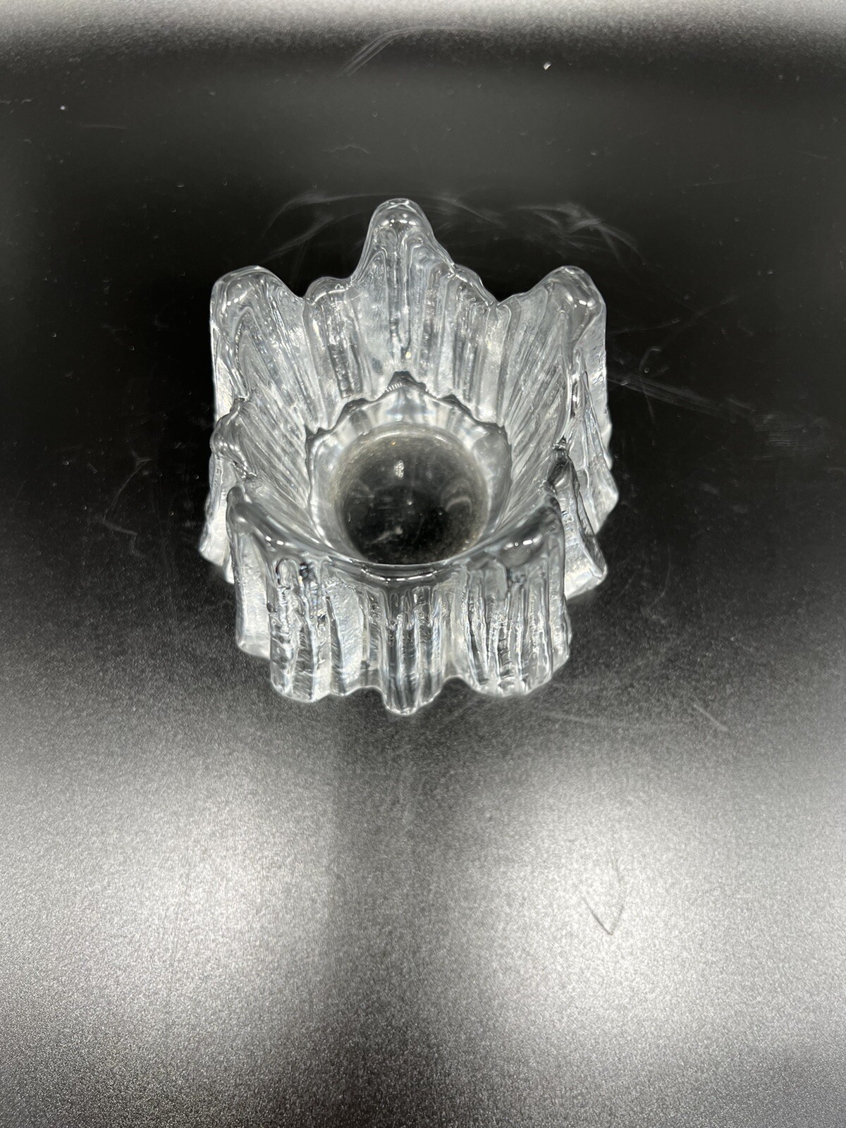 NYBRO SWEDISH GLASS VOLCANO ICE MID CENTURY GLASS CANDLE HOLDER RUNE STRAND