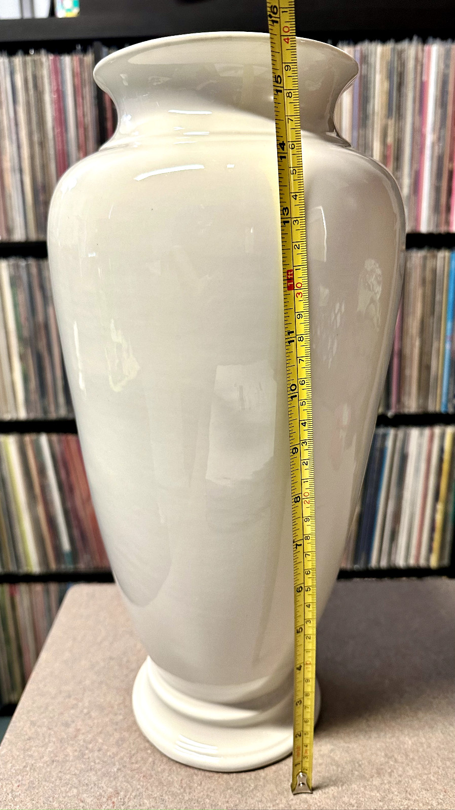 TRENTON ART POTTERY TAC 16″ WHITE EMPIRE FLOOR VASE