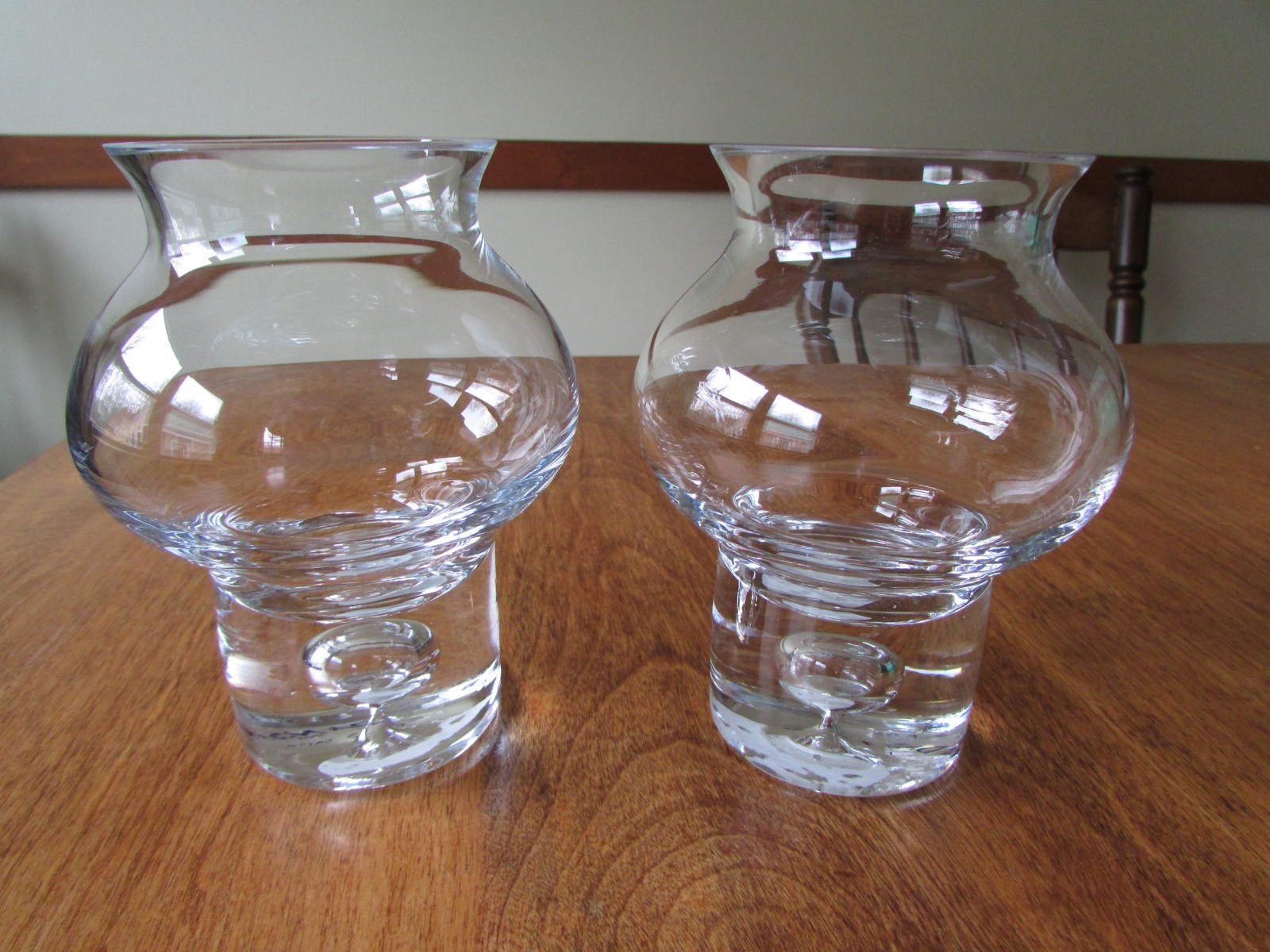 Dansk Art Glass Clear Bubble Base Votive Holder set of 2
