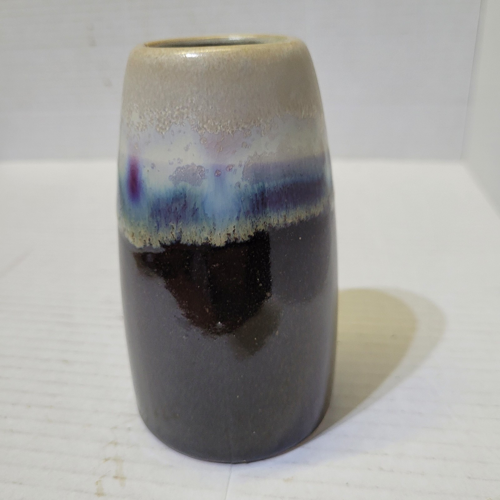 Studio Art Pottery Bowl White Blue Brown Glazed Ceramic 4.75in Signed CPNP