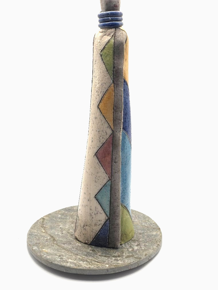 South African Raku Sgraffito Pottery Figurine 11.5”