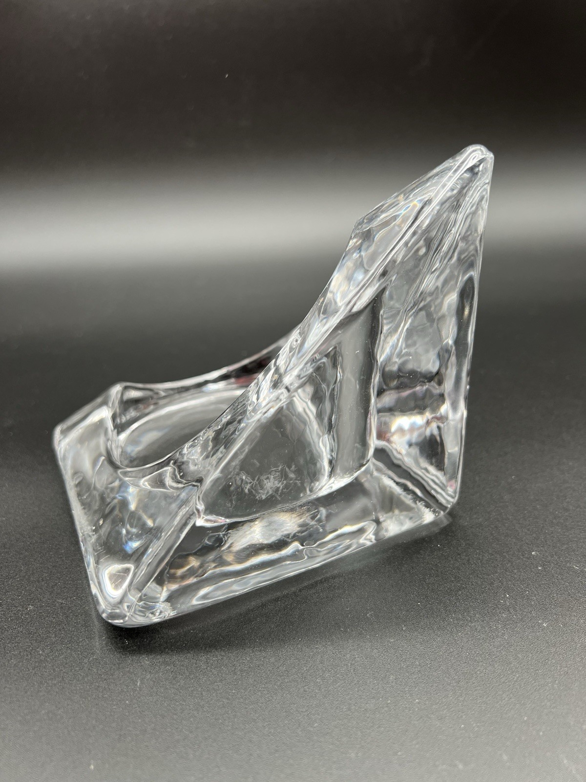 MCM Nybro Crystal Pyramid Shaped Candle Holder From Sweden, Tord Kjellstrom
