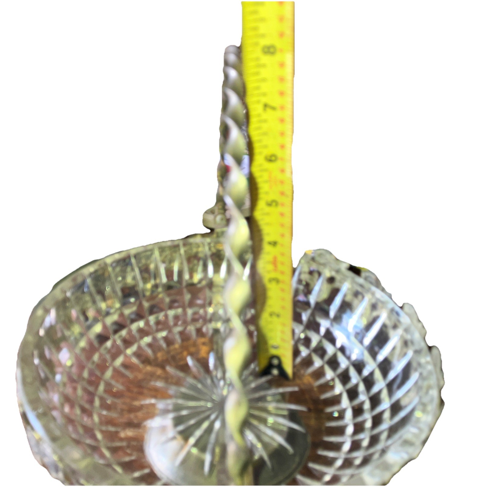 Vintage Clear Glass Basket Candy Dish Server w/ Handle Very Nice Piece Intricate