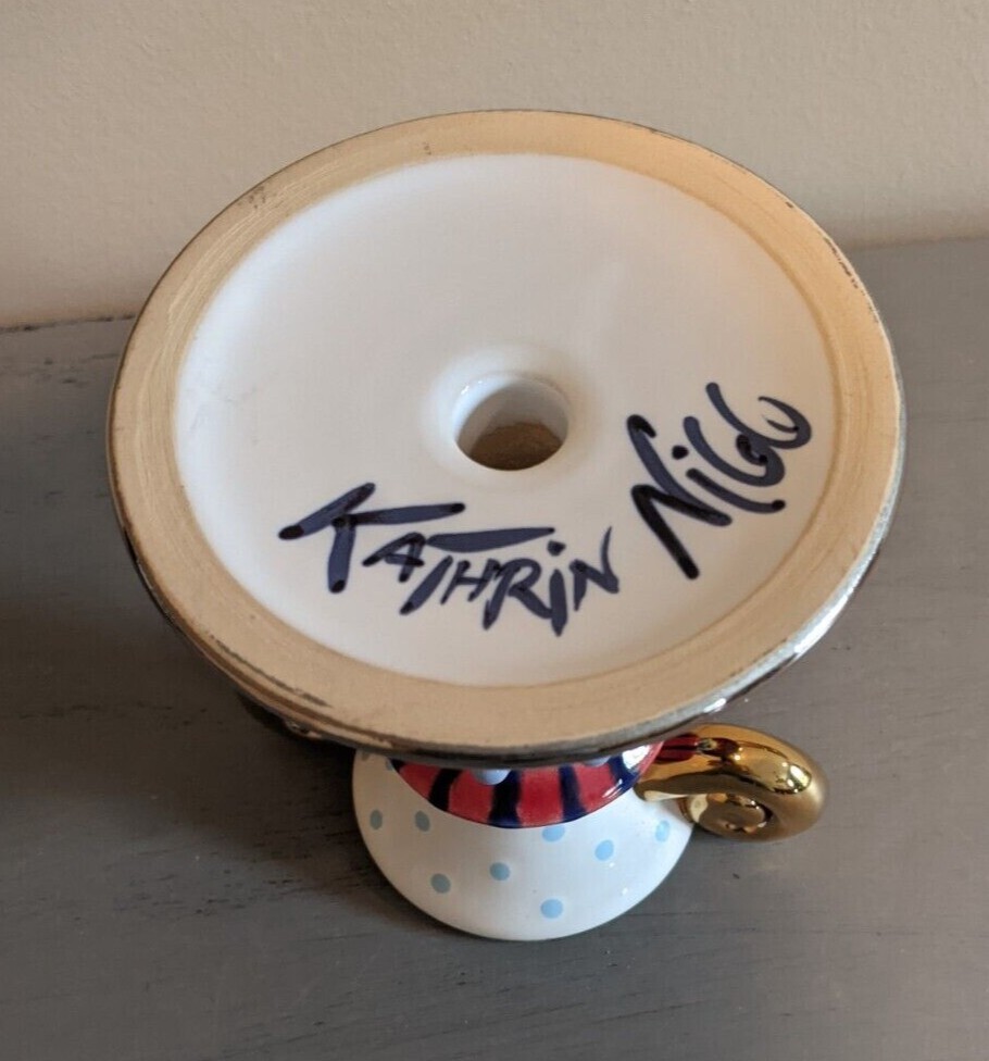 Kathrin Nigg Switzerland Art Pottery Candlestick Candle Holder Signed Abstract