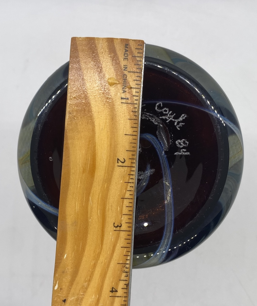 VTG Diane Coyle signed 1984 hand Blown art glass vase vintage 6 1/2″ encased