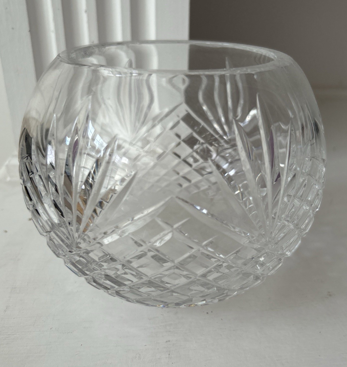 Cut Crystal Rose Bowl Vase 5 Inches Clear Glass Vintage