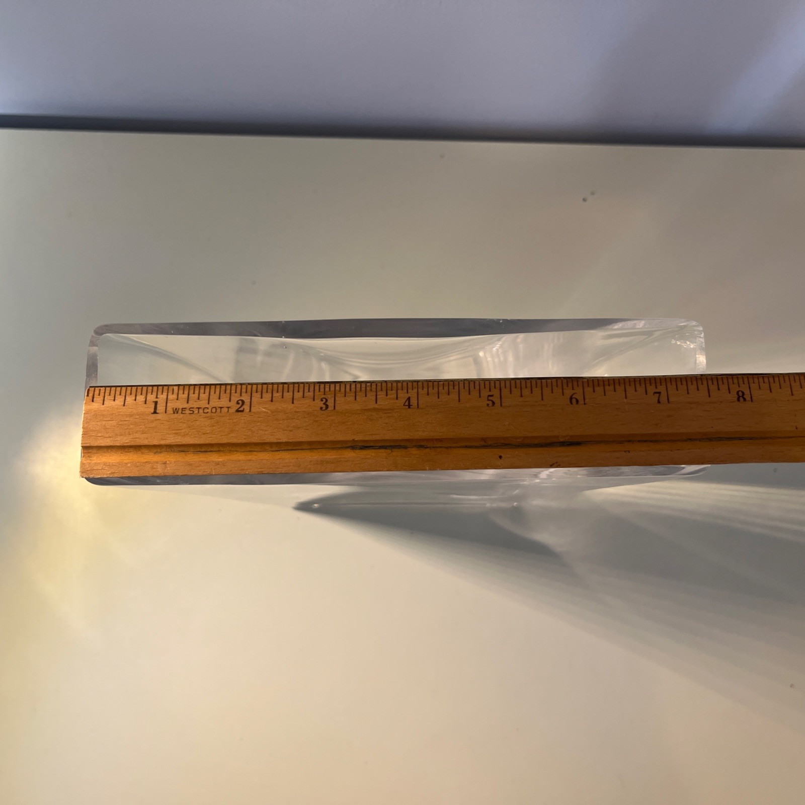 Clear Thick Glass Rectangle Flared Vase Home Decor Table Shelf Accent 9.8” X 7”