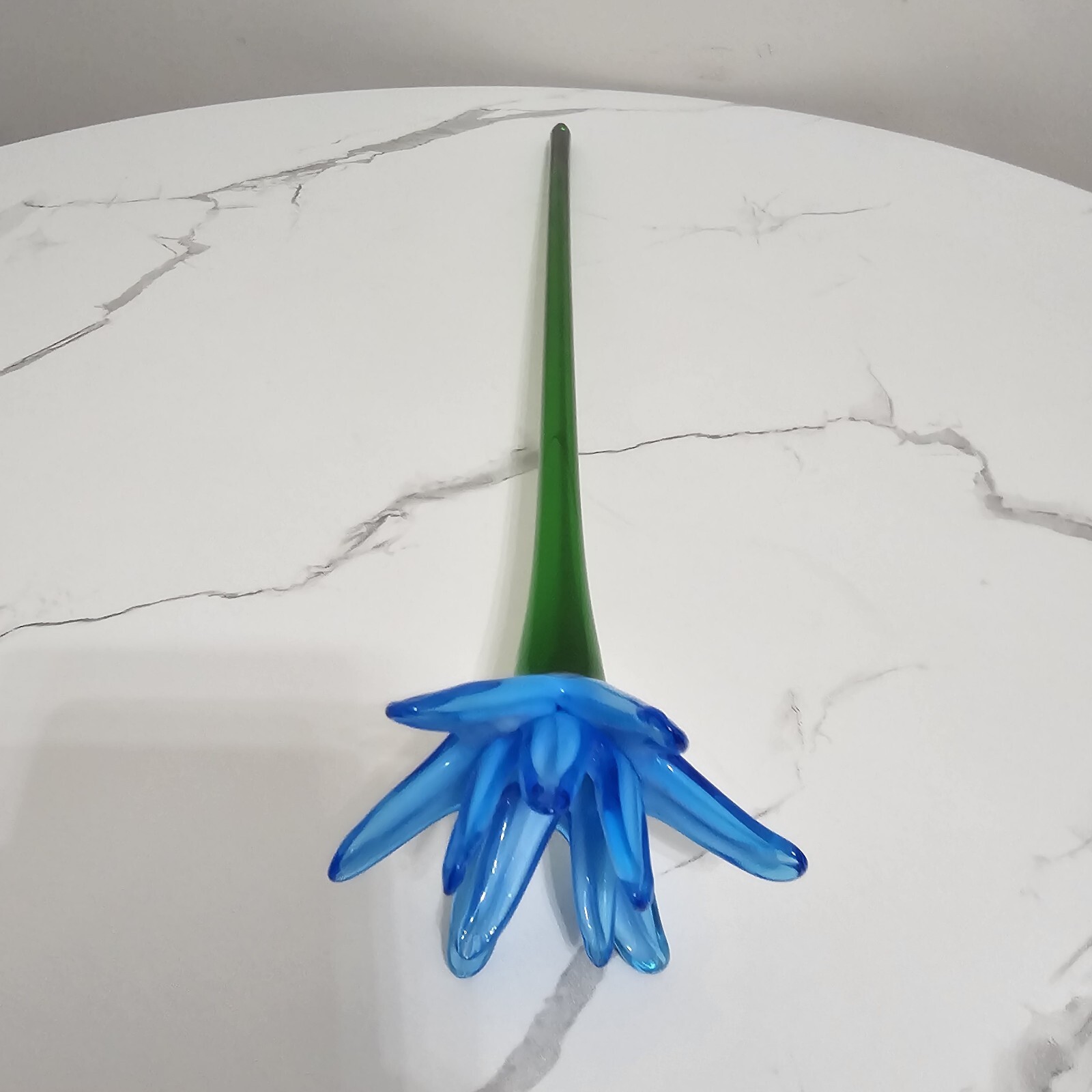 Murano Glass Flower Blue Dahlia Italy 1980