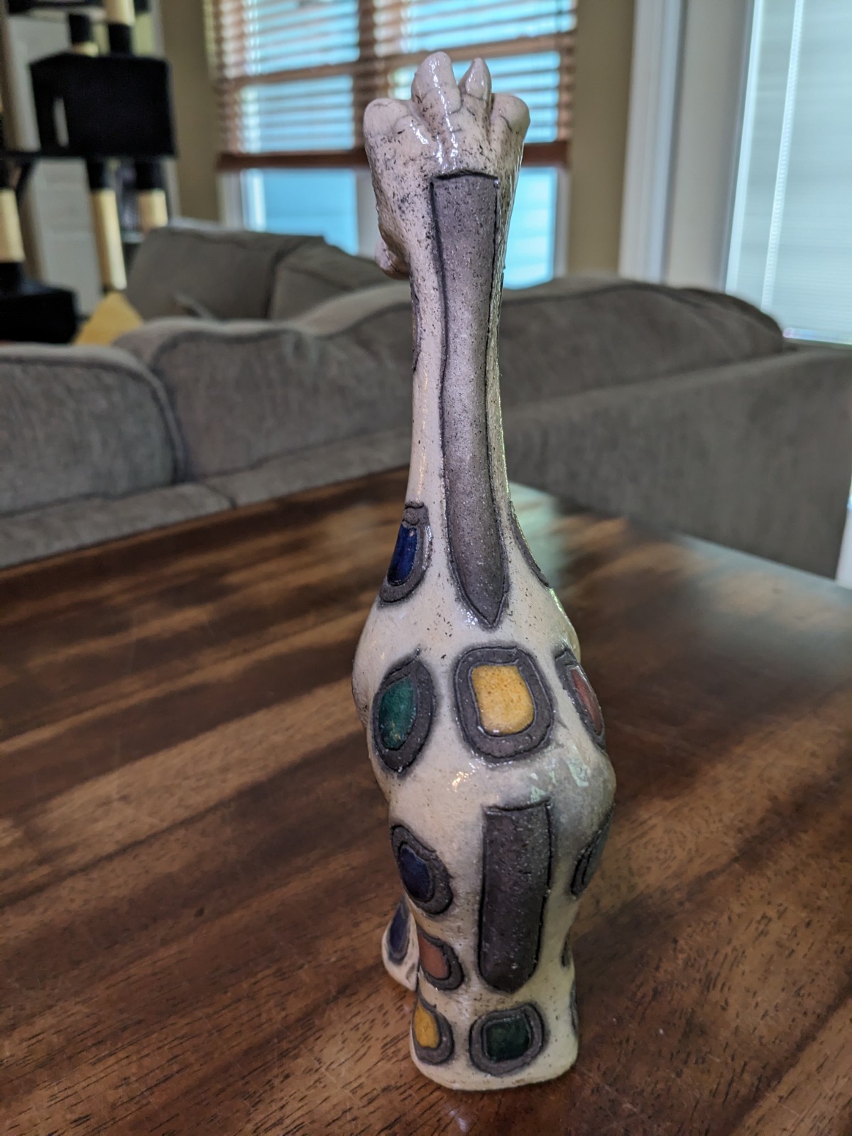 Vintage Pottery Giraffe South Africa Figurine Raku firing Stoneware 8.5″
