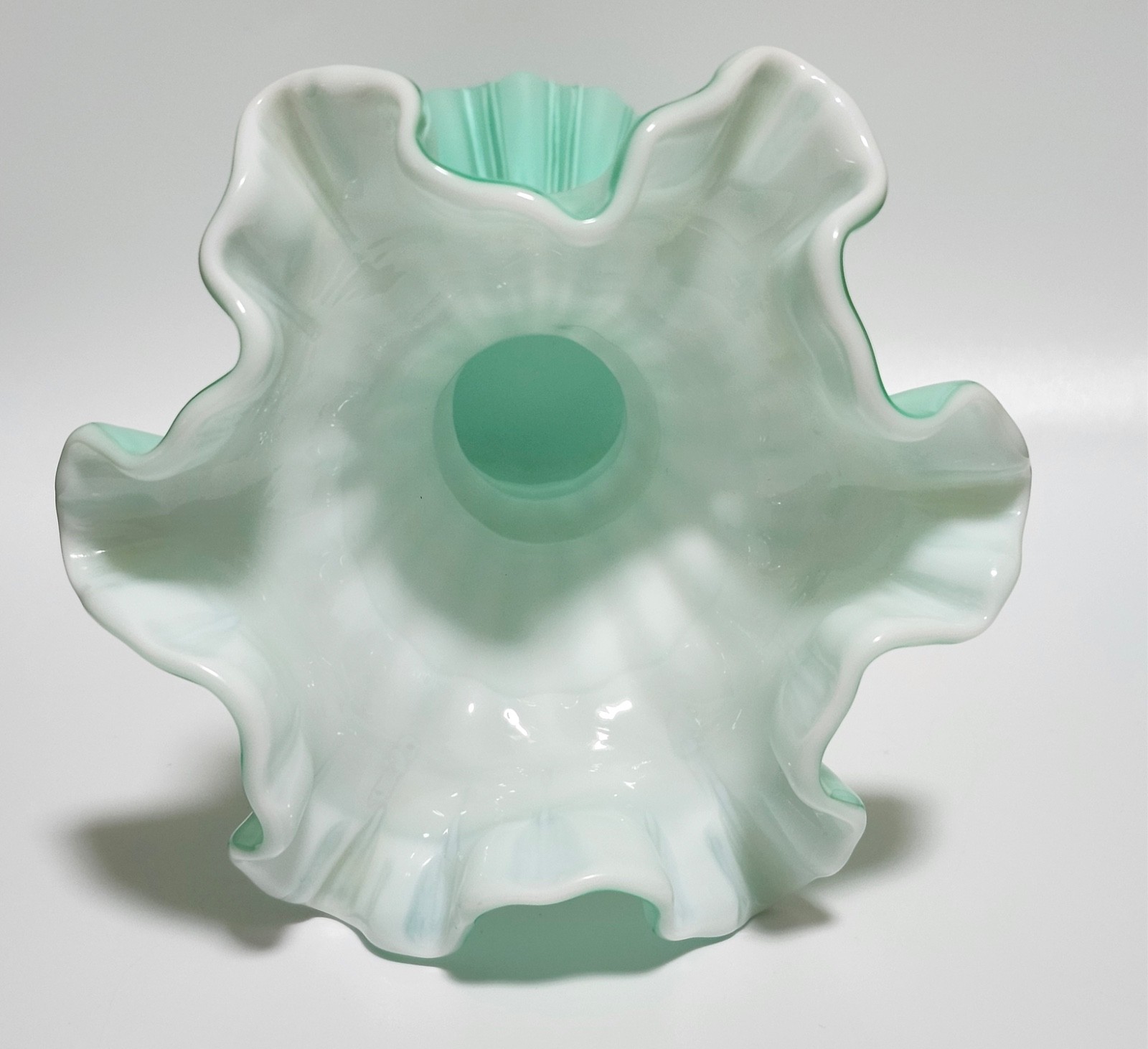 Fenton uranium green white cased wheat vase