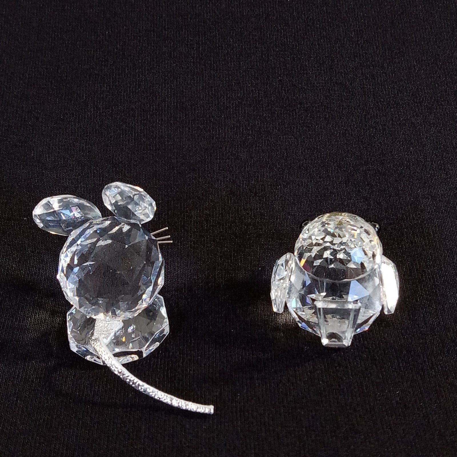 Swarovski Crystal Figurines Mini Mouse with Leather Tail & Silver Sparrow Bird