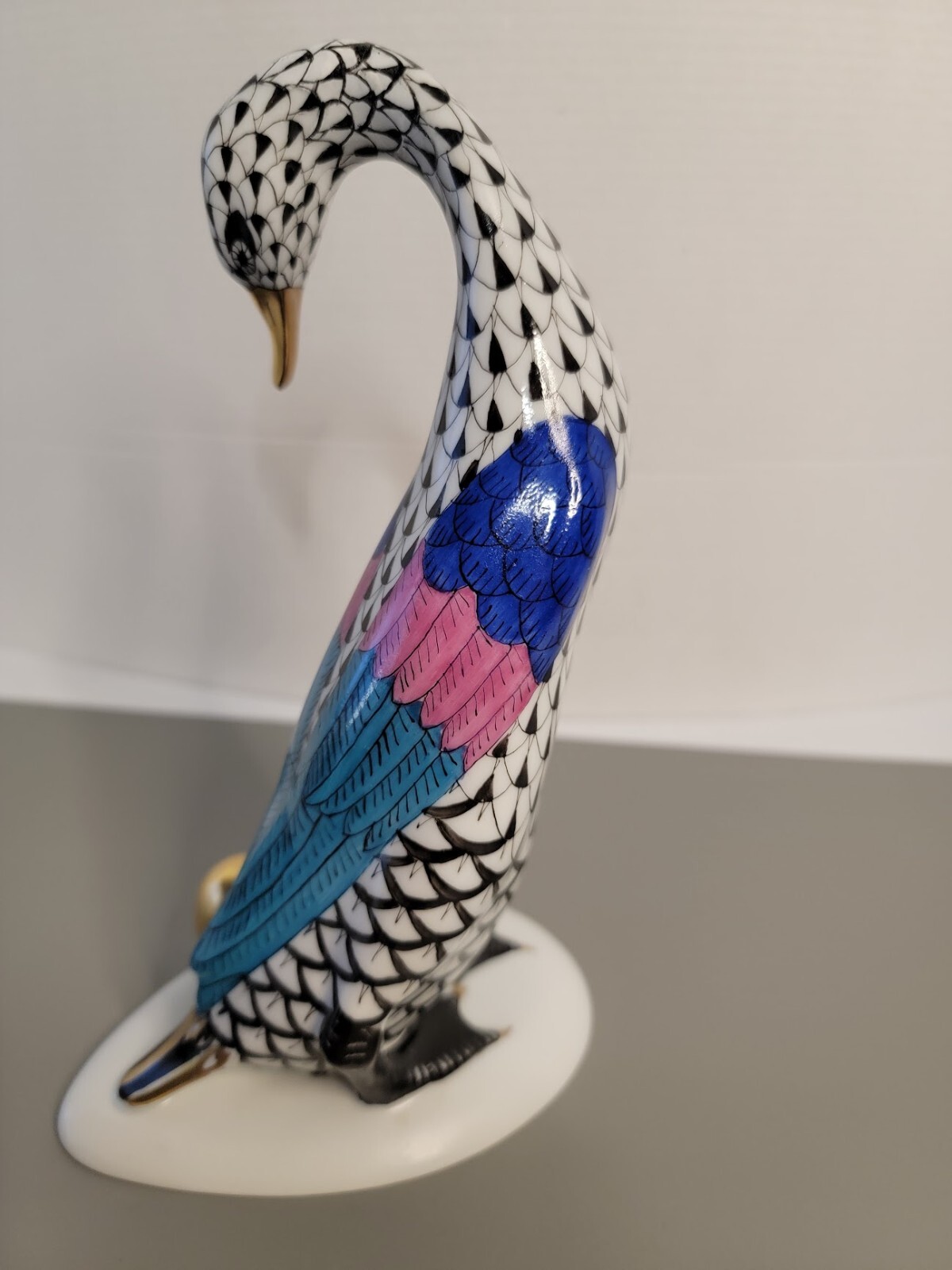 Herend Large Black “Goose with a Golden Egg” Figurine 4’x8′