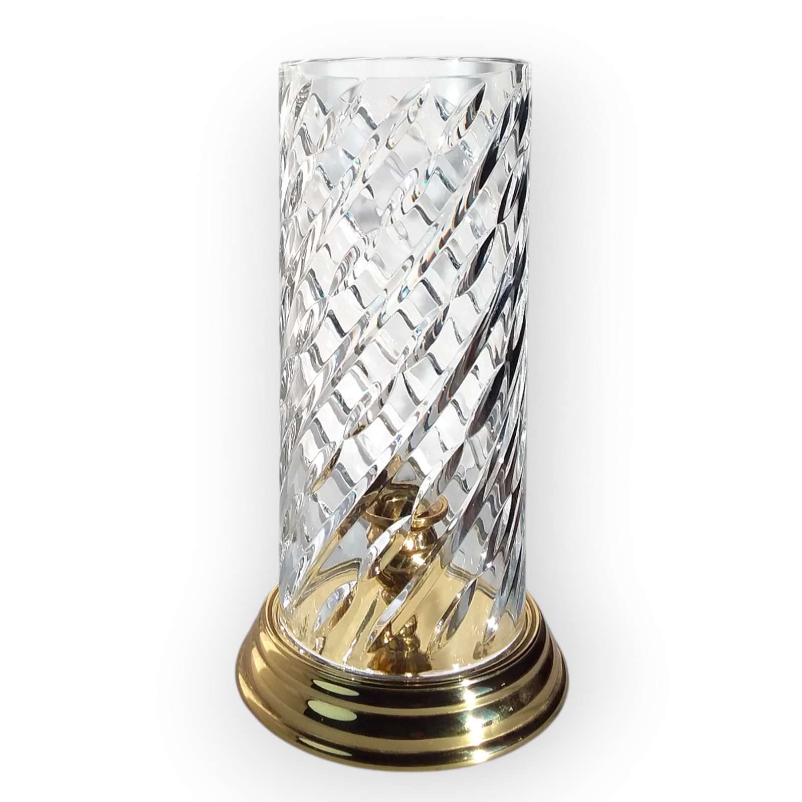 Vintage Waterford Crystal Wyndham Hurricane Candle Holder Brass Ireland BOXED