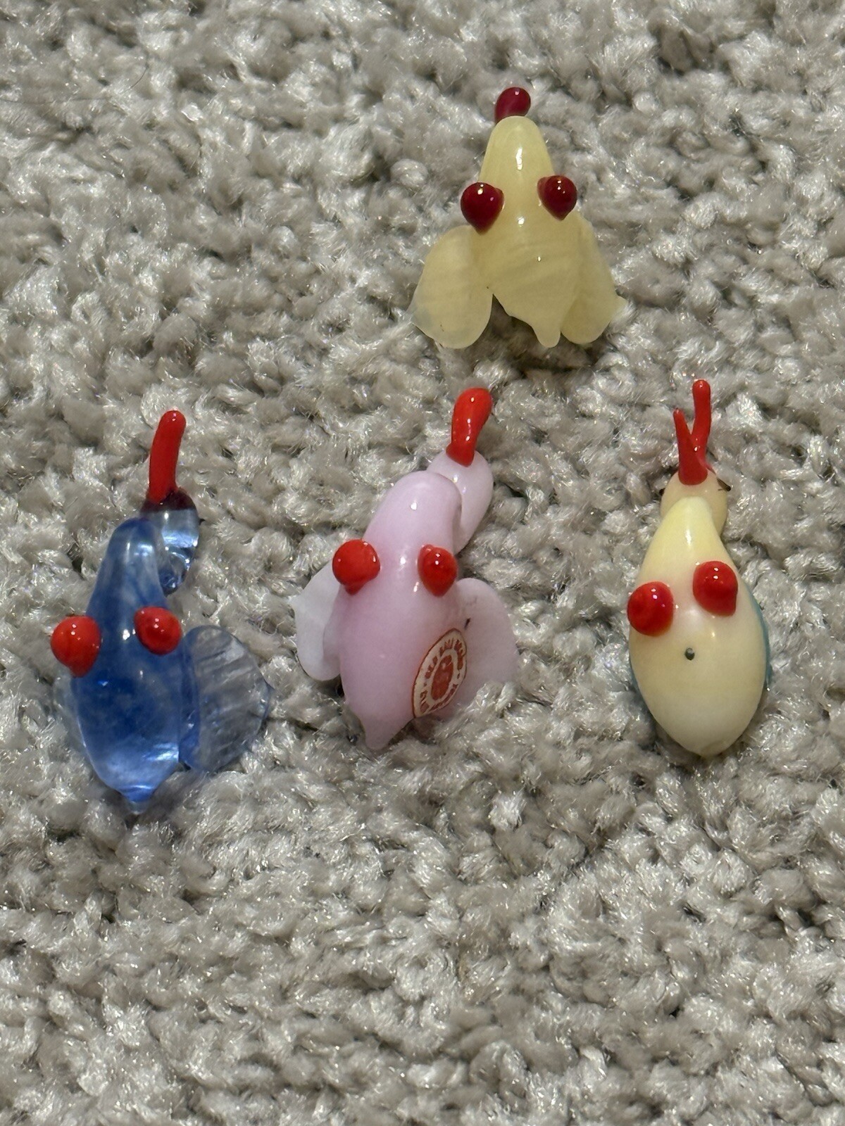 Vtg 4 Red Ball Brand Miniature Glass Figurines Hand Blown. ~ Japan ~ Birds