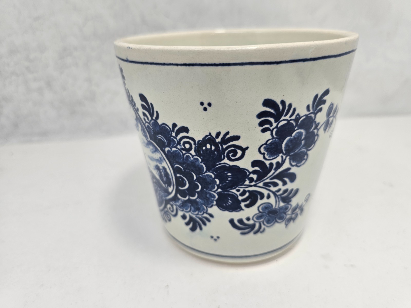 Delft Blauw Handpainted Made in Holland Windmill Ceramic Planter Flower Pot