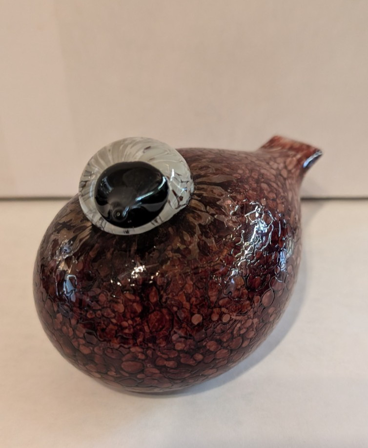 Iittala Finland Oiva Toikka Nuutajarvi Art Glass Rosy Finch Bird Signed Labeled