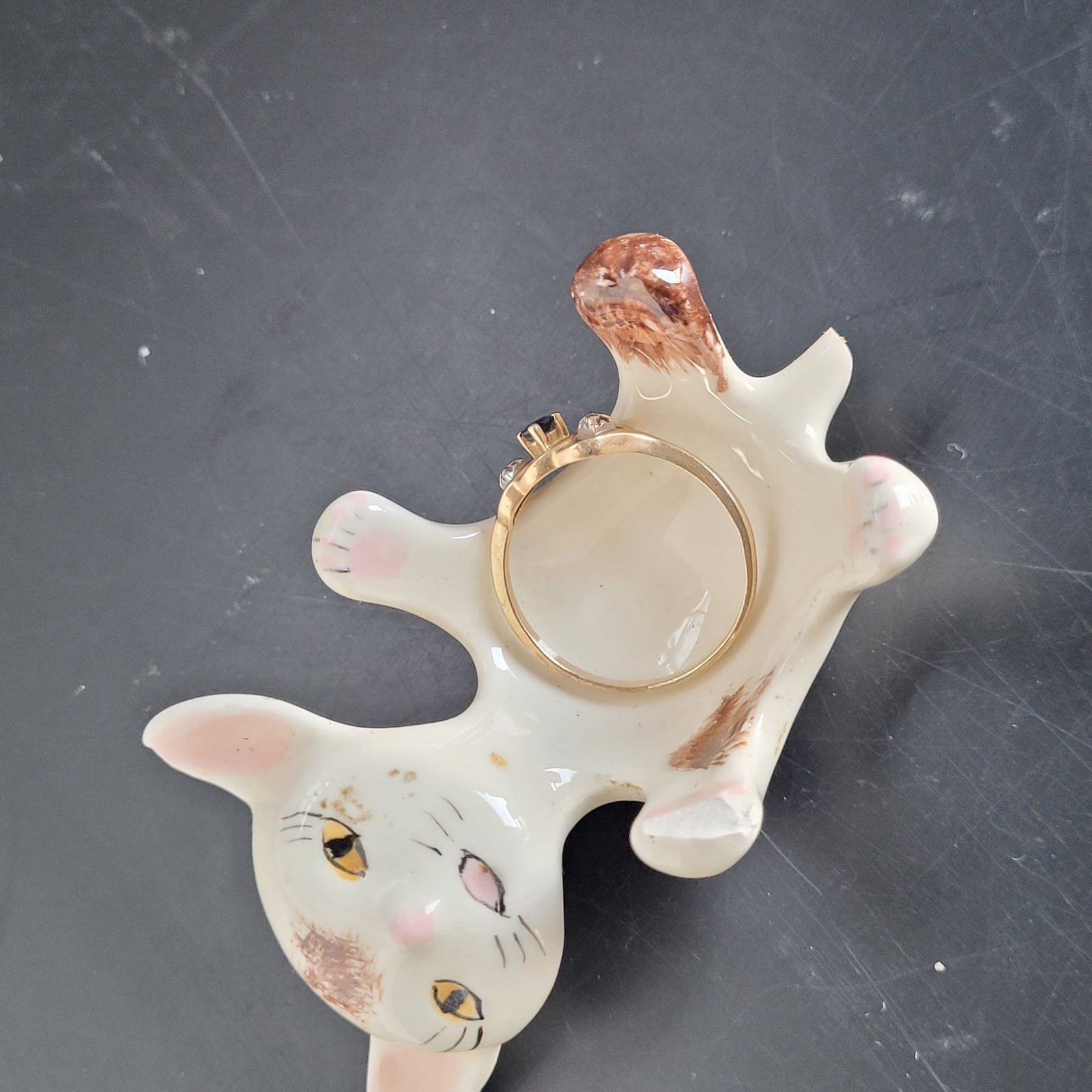 Vintage Mid Century Rio Hondo California Pottery Cat Ring Holder