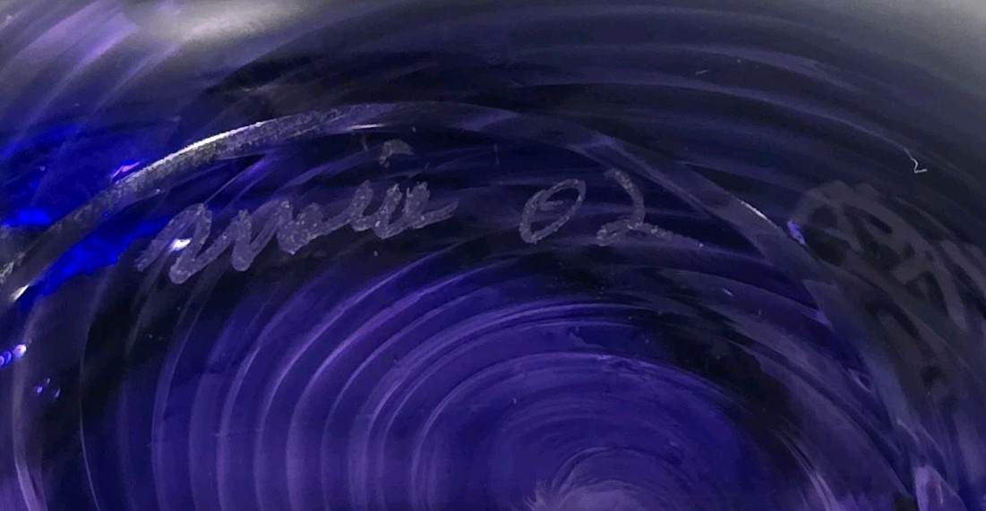 Zellique Studios Art Glass Purple Vase signed Morel 2002 – Joseph Morel