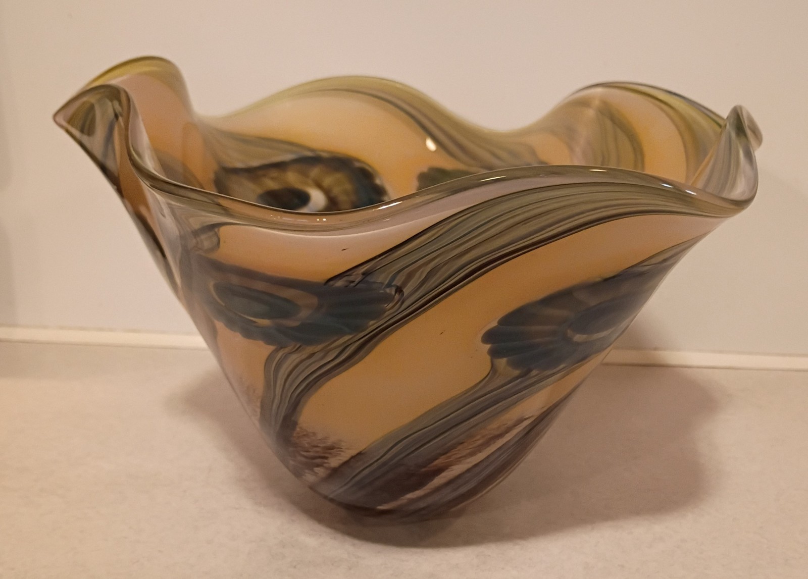 Large 2009 Signed Robert Eickholt Sea Flowers Art Glass Vase