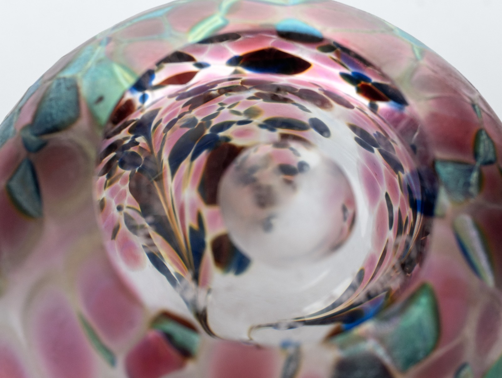 Brian Maytum Studio 1991 Peacock Iridescent Aurene Egg Shaped Vase Oil Lamp 5×3″