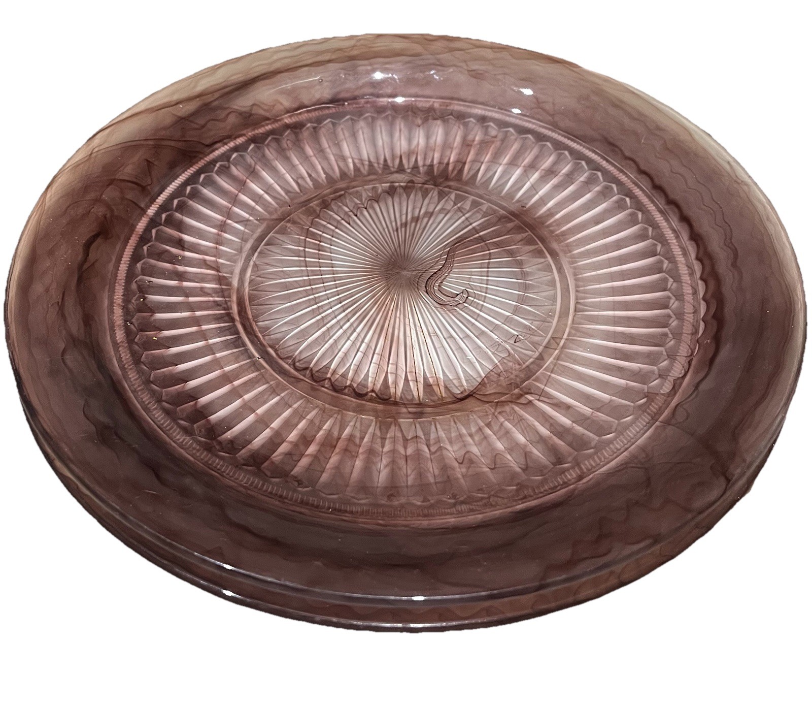 Davidson Cloud Glass Set Of 2 Plates Art Deco 1930s Amber with Purple Hue 11.5”