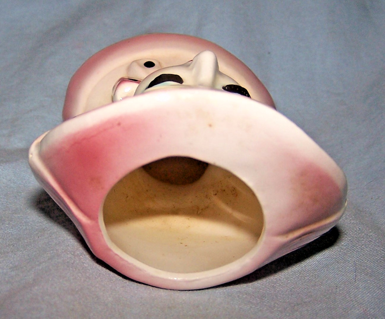 Small Vintage Blonde Lady Ceramic Head Vase w/Hat-3 1/2 inches tall