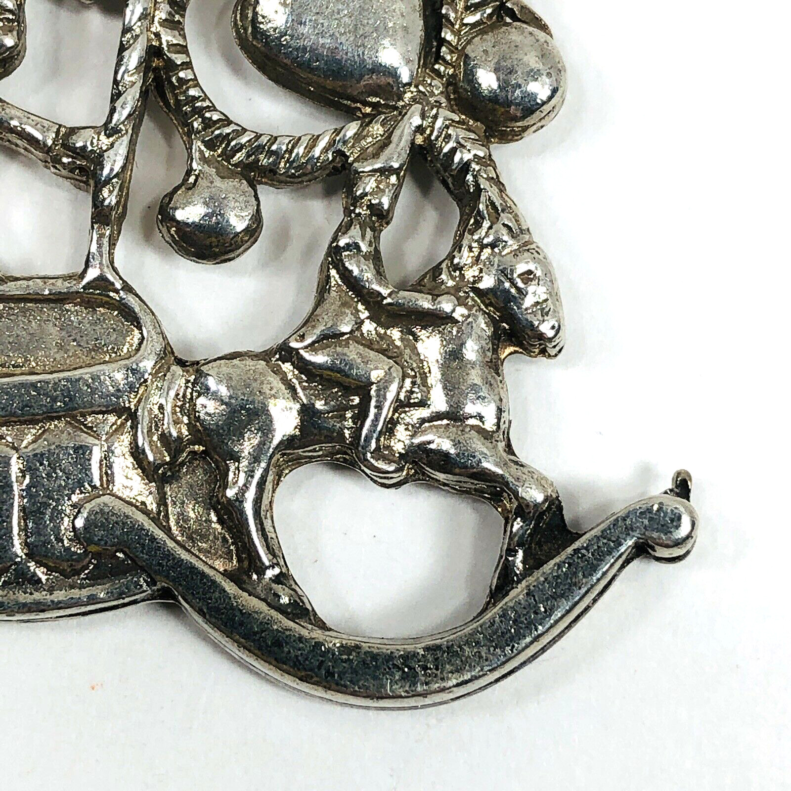 Vintage 1986 Gorham Silverplated Pierced Christmas Tree Ornament 2.5×2.75in