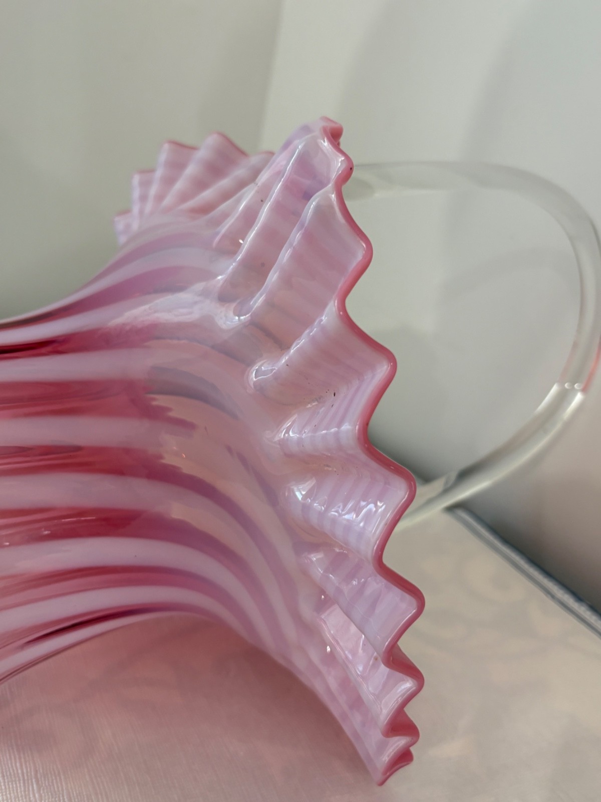 Fenton Cranberry Opalescent Swirl Pattern Basket