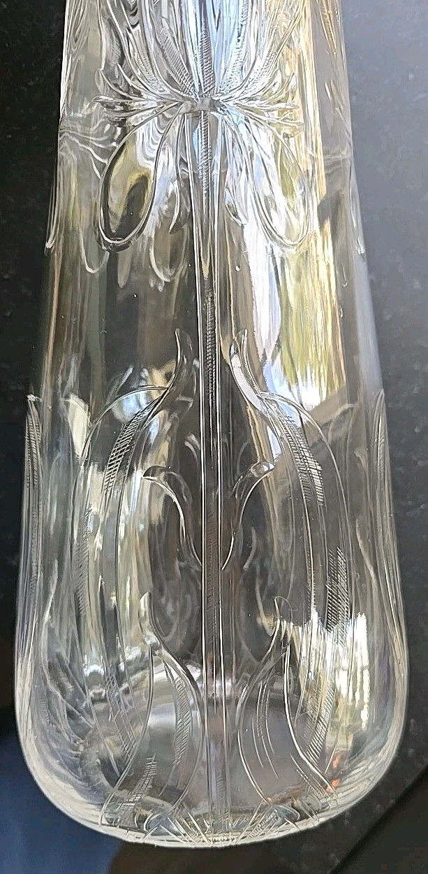 Antique Stourbridge Stevens & Williams Rock Crystal Glass Floral Vase 11 3/4