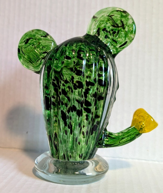 Blown Glass Cactus Figurine Home Decor 6″ – New