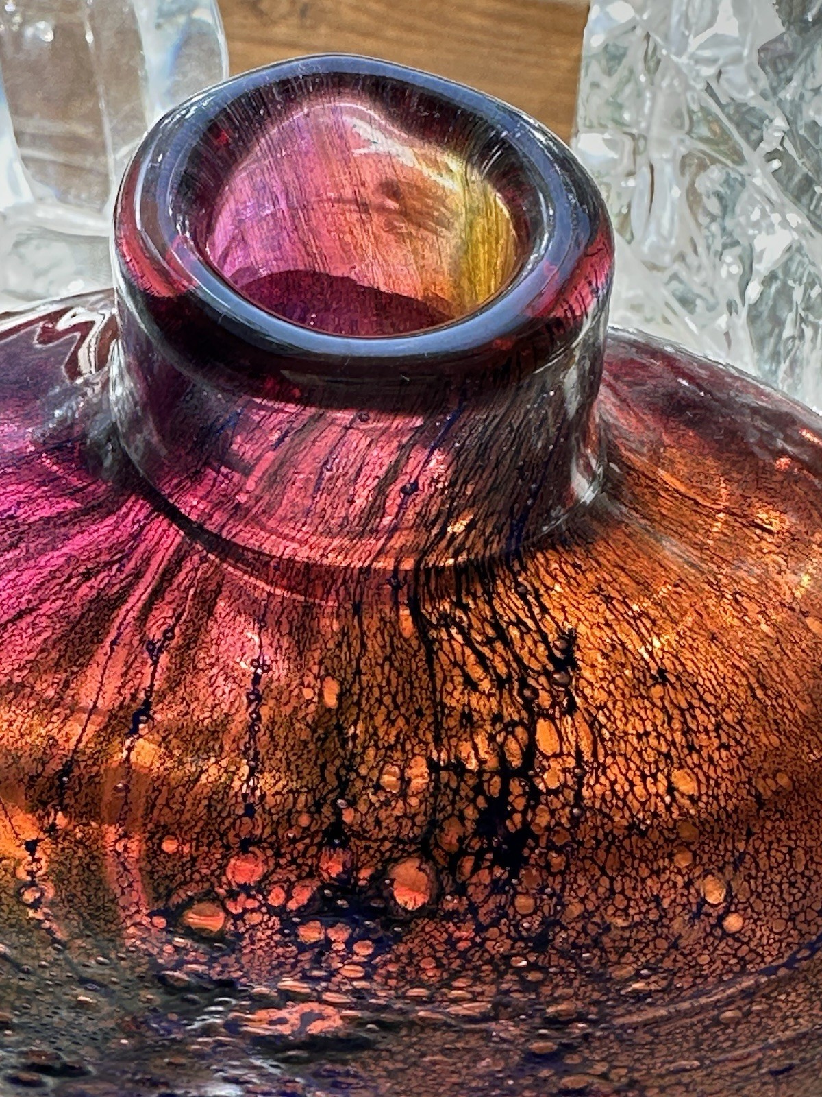 Kosta Boda Signed Goran Warff 1972 BBK Acid Etched Vase #47266 Amethyst 7.5”