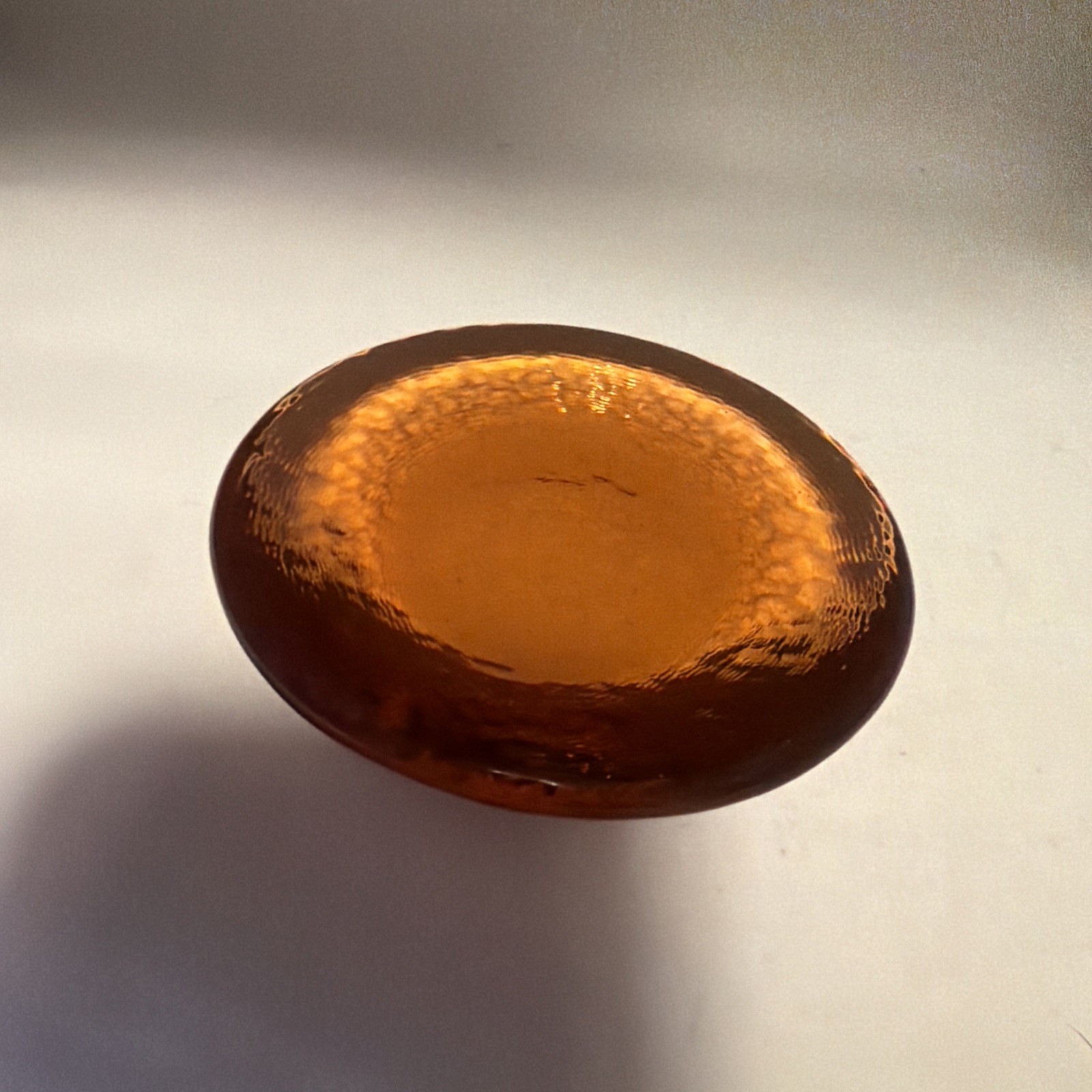 Fire and Light Recycle Glass Orange Disc Candle Holder Paperweight See Pictures